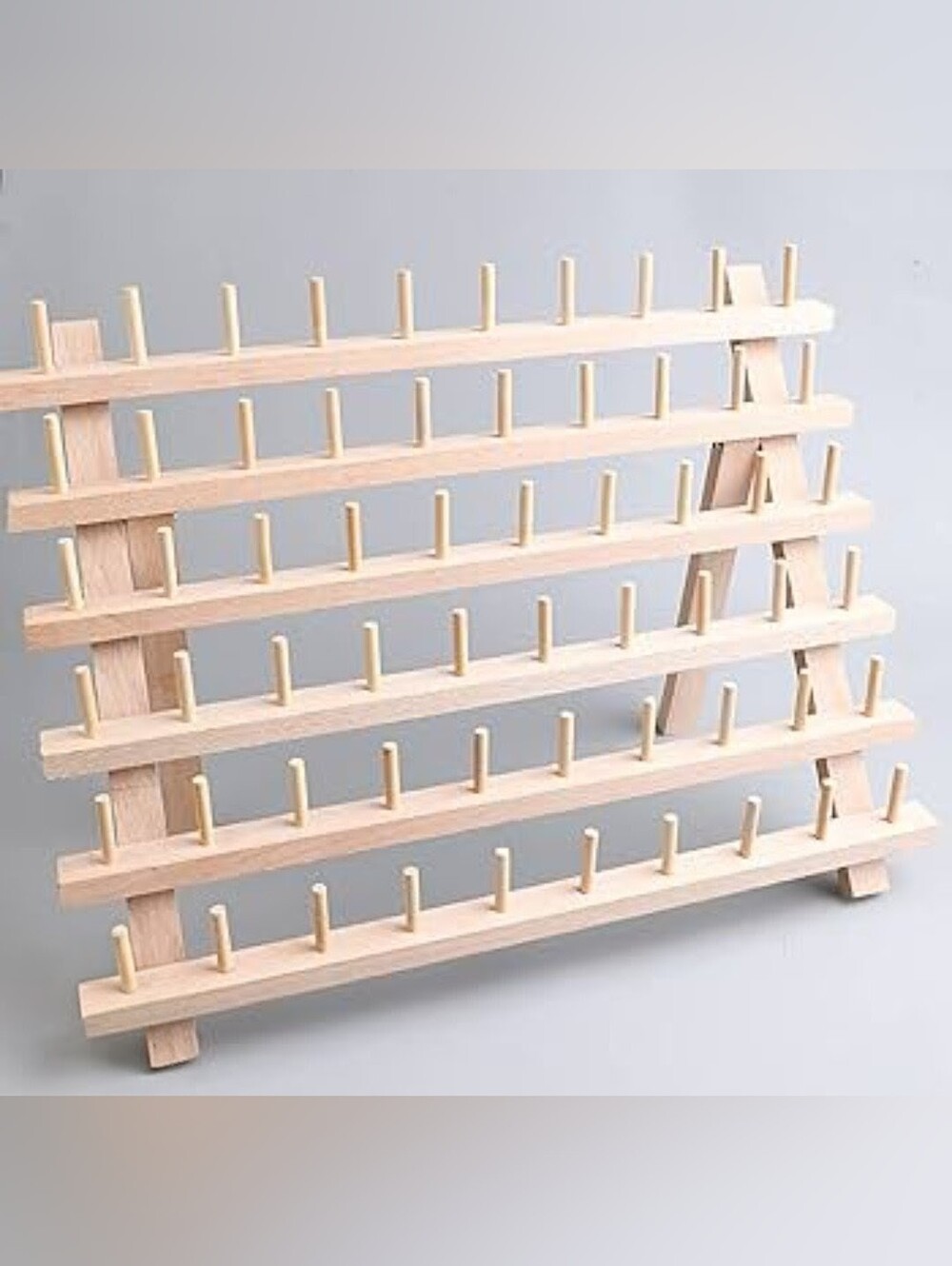 Natural‎ Tan Color Wooden Thread Spool Rack Holder Craft